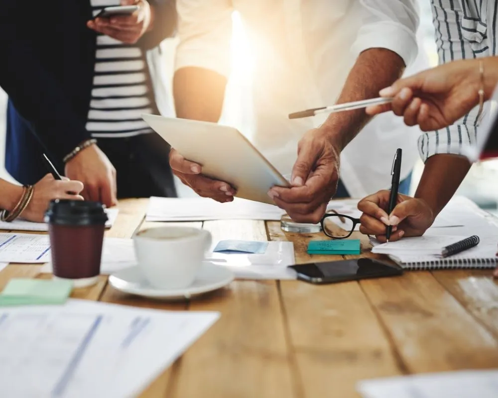 People discussing a portfolio of projects