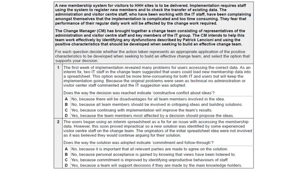 Change Exam Practitioner Question